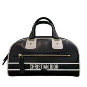 Christian Dior Vibe Bowling Bag Black White Calfskin Boston